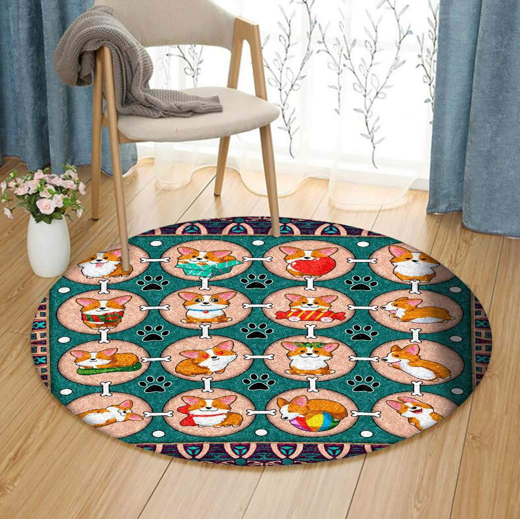 Corgi Limited Edition Round Rug Carpet Bedroom Livingroom Home Decor