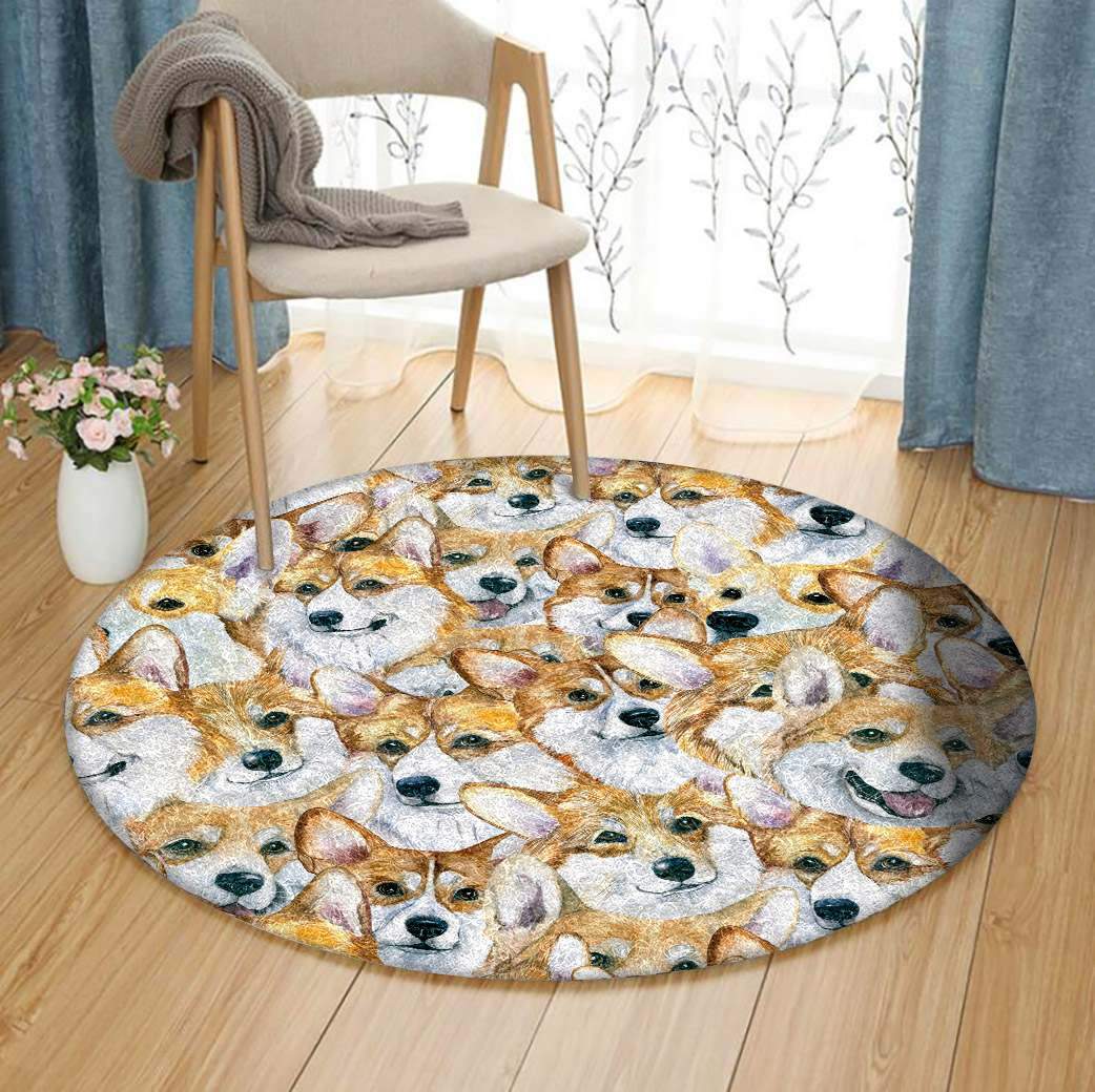 Corgi Limited Edition Round Rug Carpet Bedroom Livingroom Home Decor