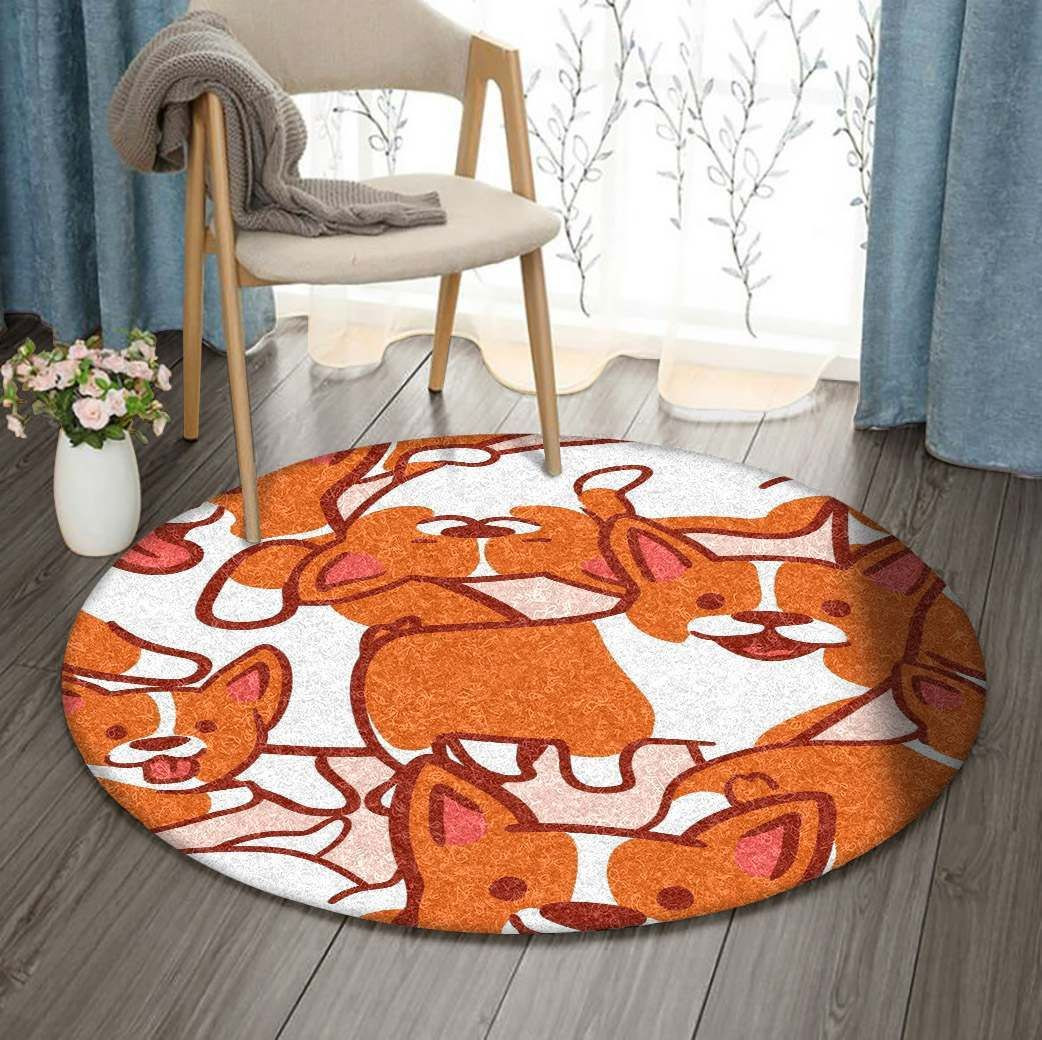 Corgi Round Rug Carpet Bedroom Livingroom Home Decor