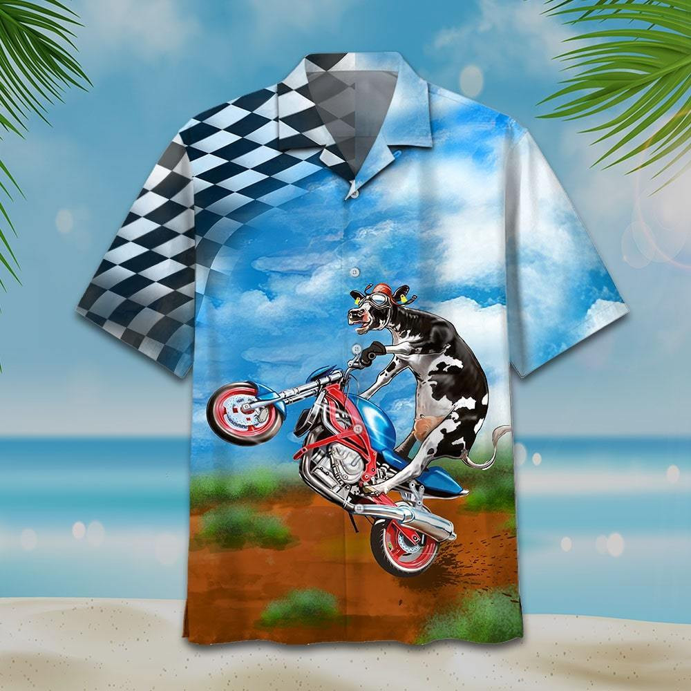 Cow Racing Fun Hawaiian Shirt