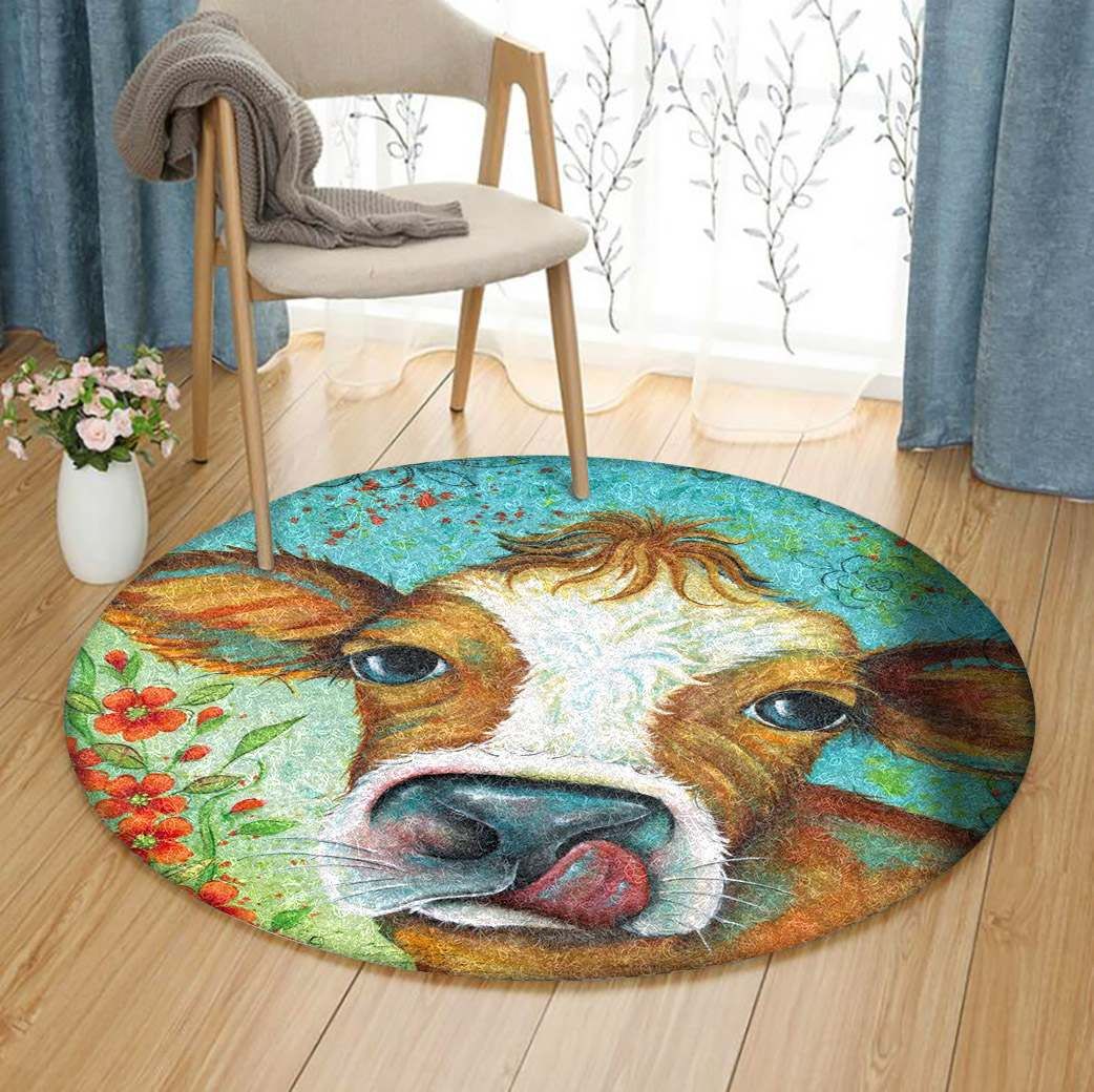 Cow Round Rug Carpet Bedroom Livingroom Home Decor