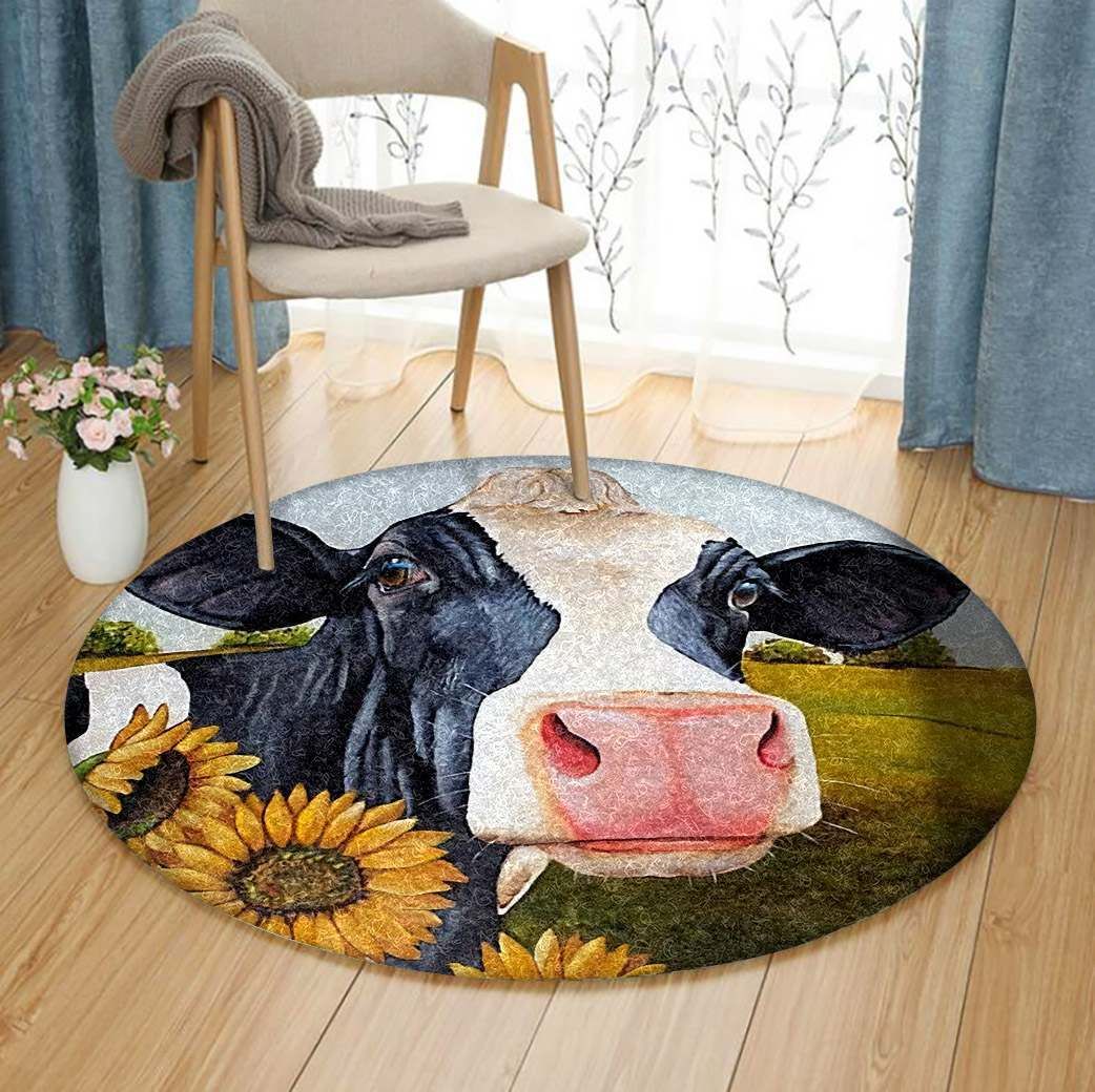 Cow Round Rug Carpet Bedroom Livingroom Home Decor