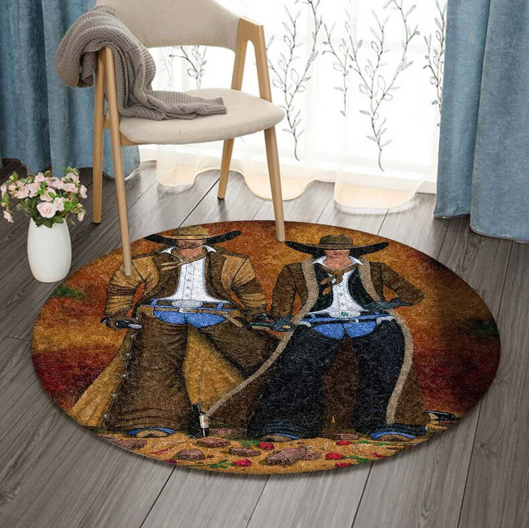 Cowboy Cowgirl Round Rug Carpet Bedroom Livingroom Home Decor