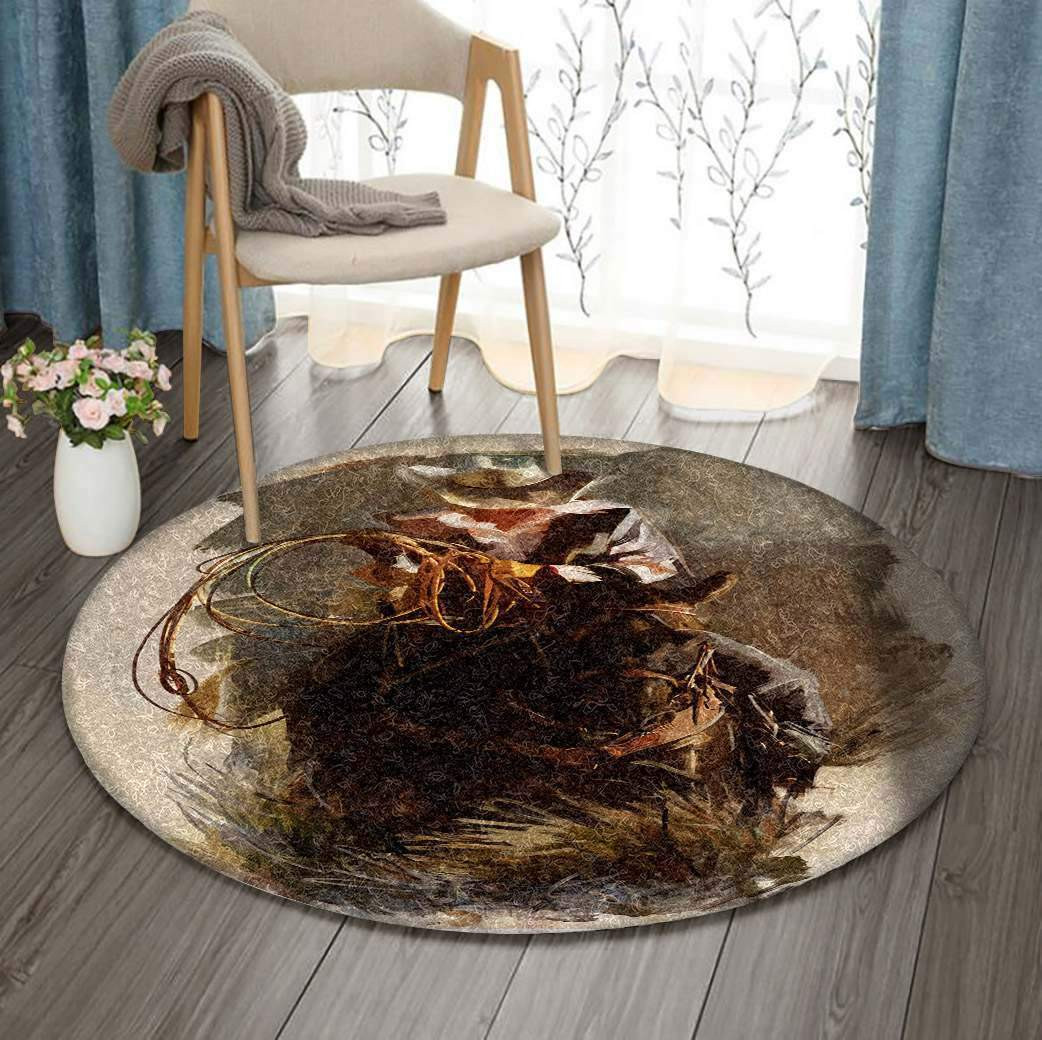 Cowboy Limited Edition Round Rug Carpet Bedroom Livingroom Home Decor