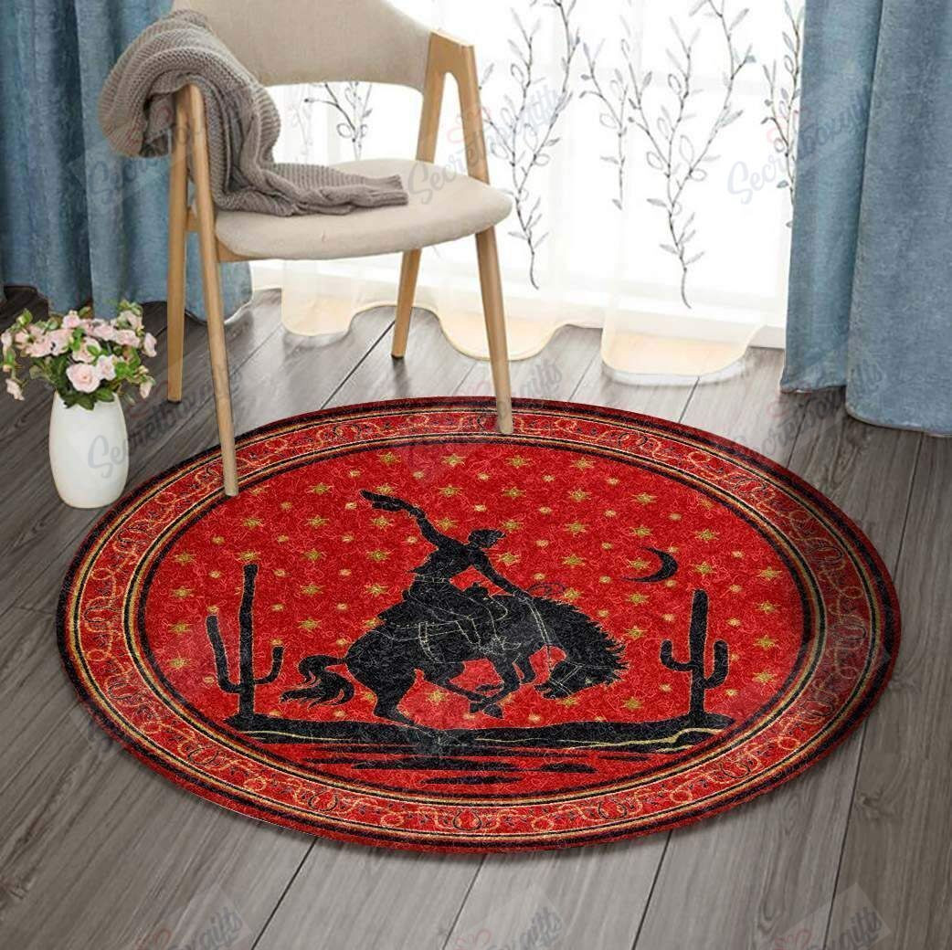 Cowboy Round Rug Carpet Bedroom Livingroom Home Decor