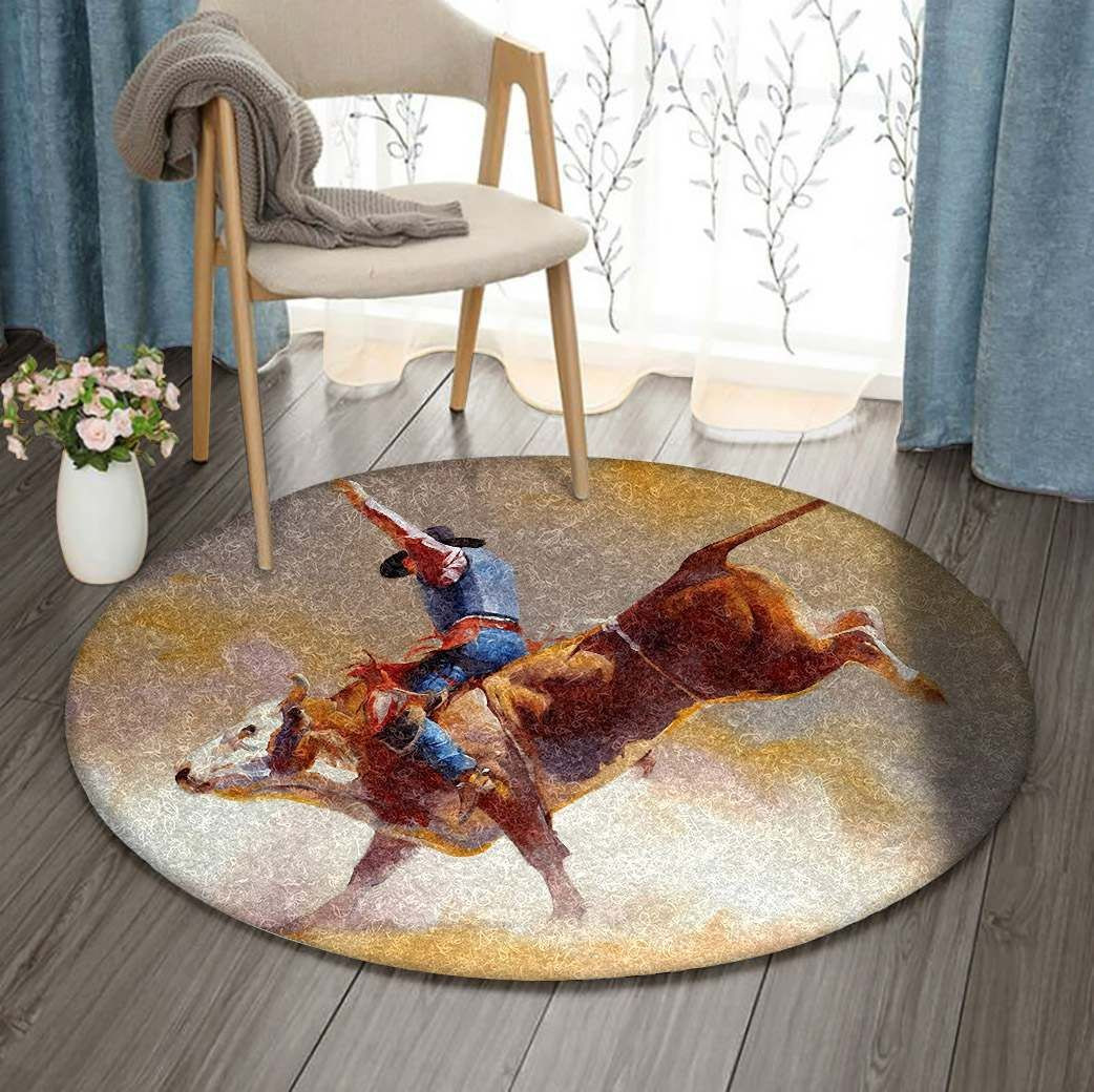 Cowboy Round Rug Carpet Bedroom Livingroom Home Decor
