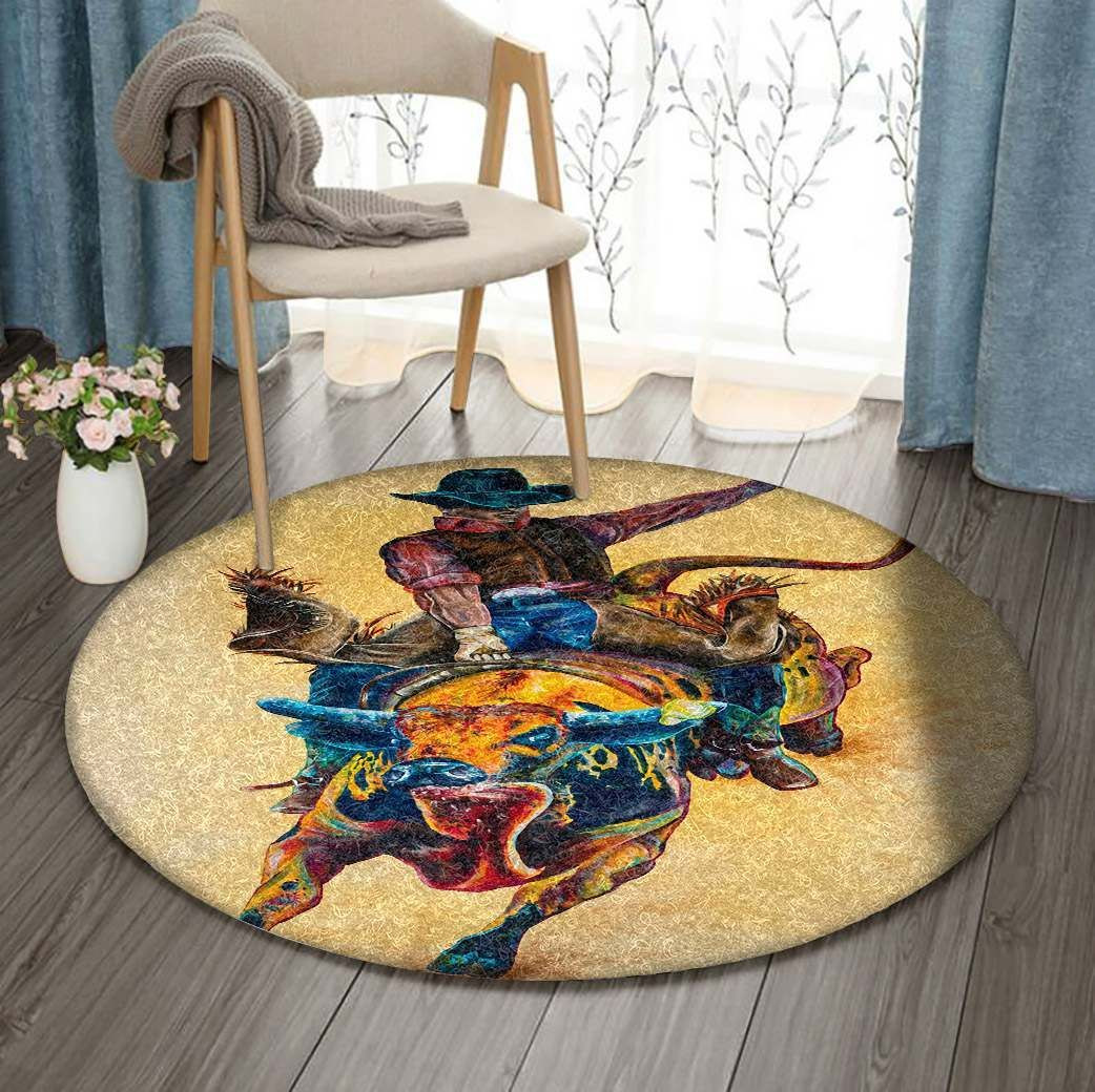 Cowboy Round Rug Carpet Bedroom Livingroom Home Decor