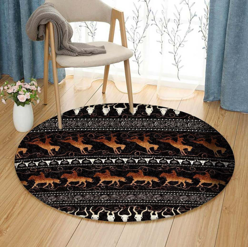 Cowboy Round Rug Carpet Bedroom Livingroom Home Decor