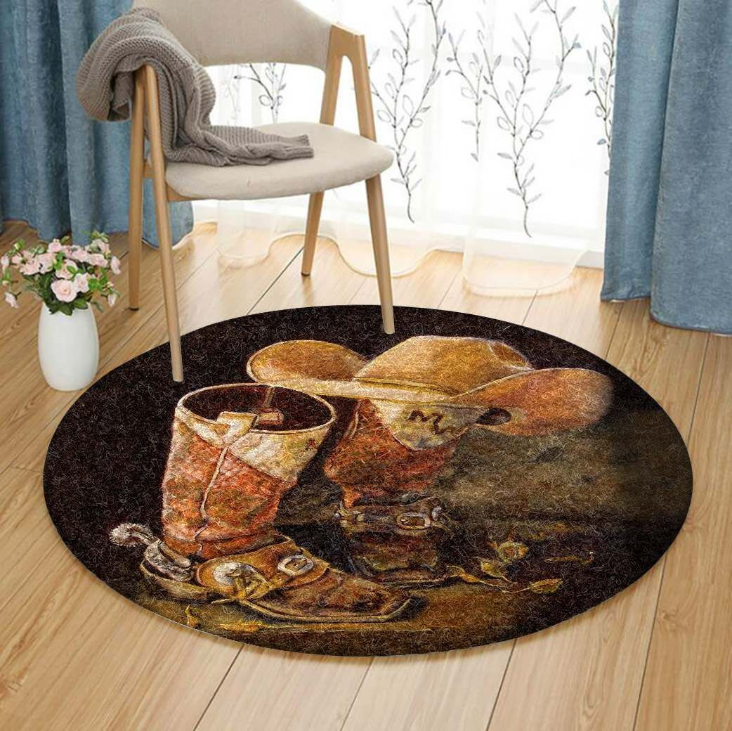 Cowboy Round Rug Carpet Bedroom Livingroom Home Decor