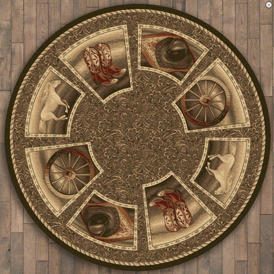 Cowboy Western Home Limited Edition Round Rug Carpet Bedroom Livingroom Home Decor