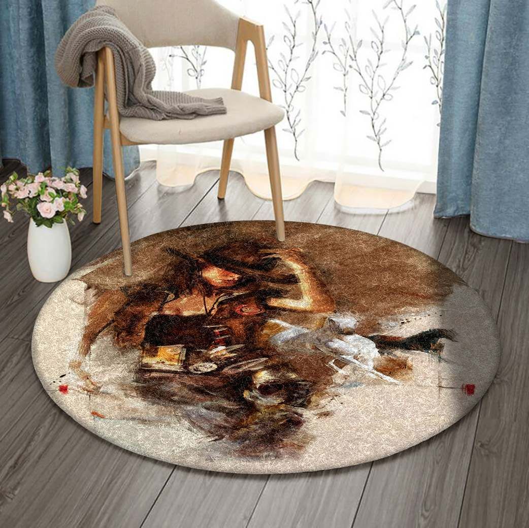 Cowgirl Round Rug Carpet Bedroom Livingroom Home Decor