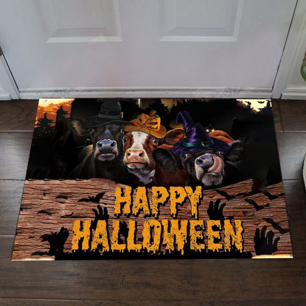 Cows Happy Halloween Rubber Doormat Best Indoor Door Mats Farmhouse Decor