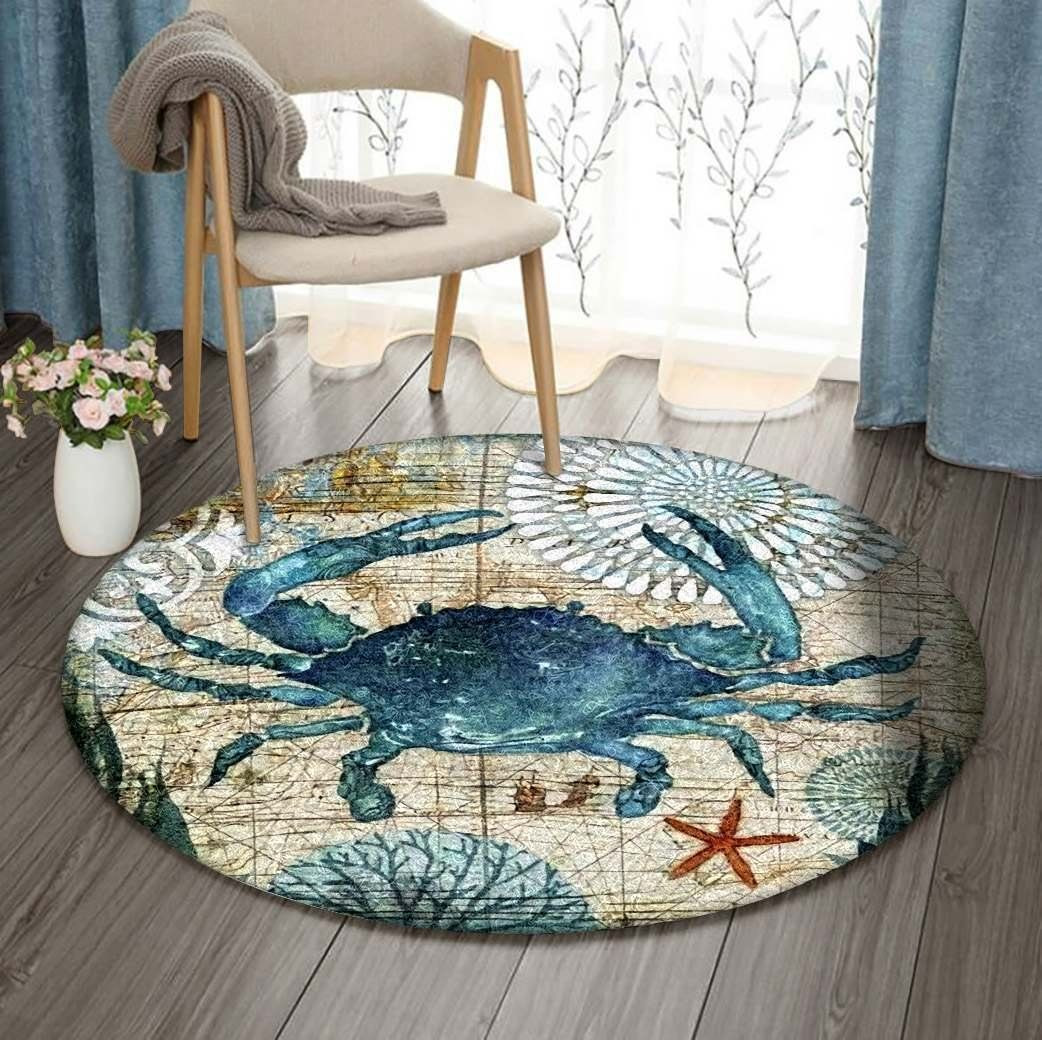 Crab Picture Round Rug Carpet Bedroom Livingroom Home Decor