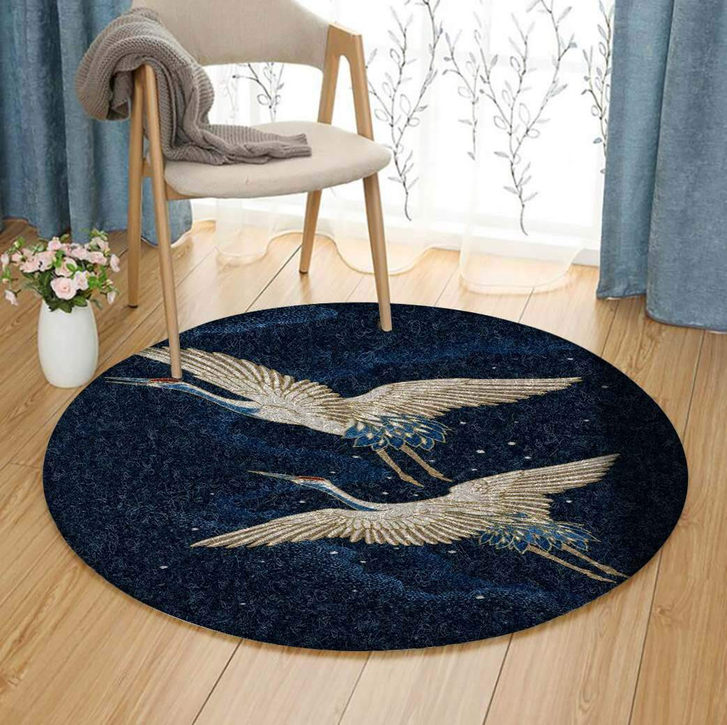 Crane Bird Limited Edition Round Rug Carpet Bedroom Livingroom Home Decor