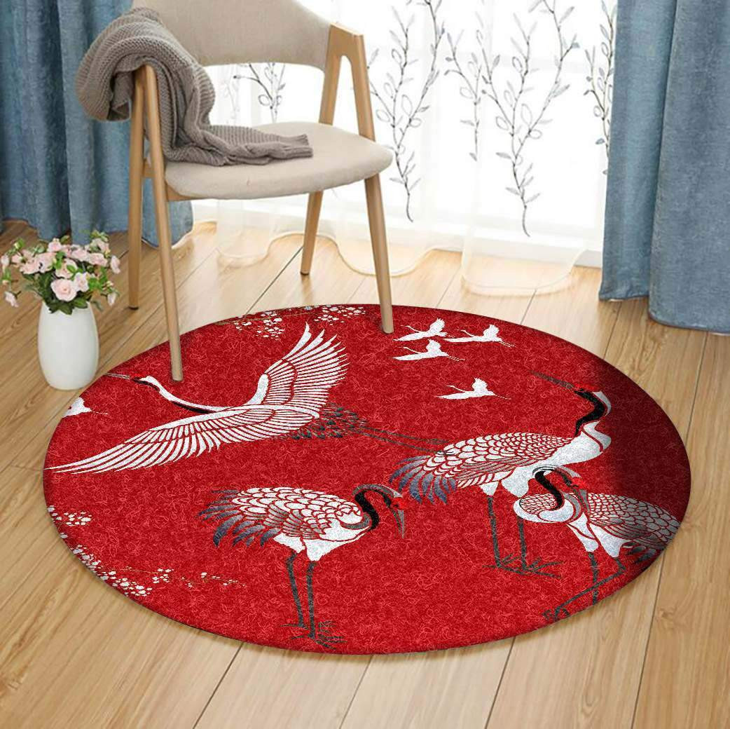 Crane Bird Limited Edition Round Rug Carpet Bedroom Livingroom Home Decor