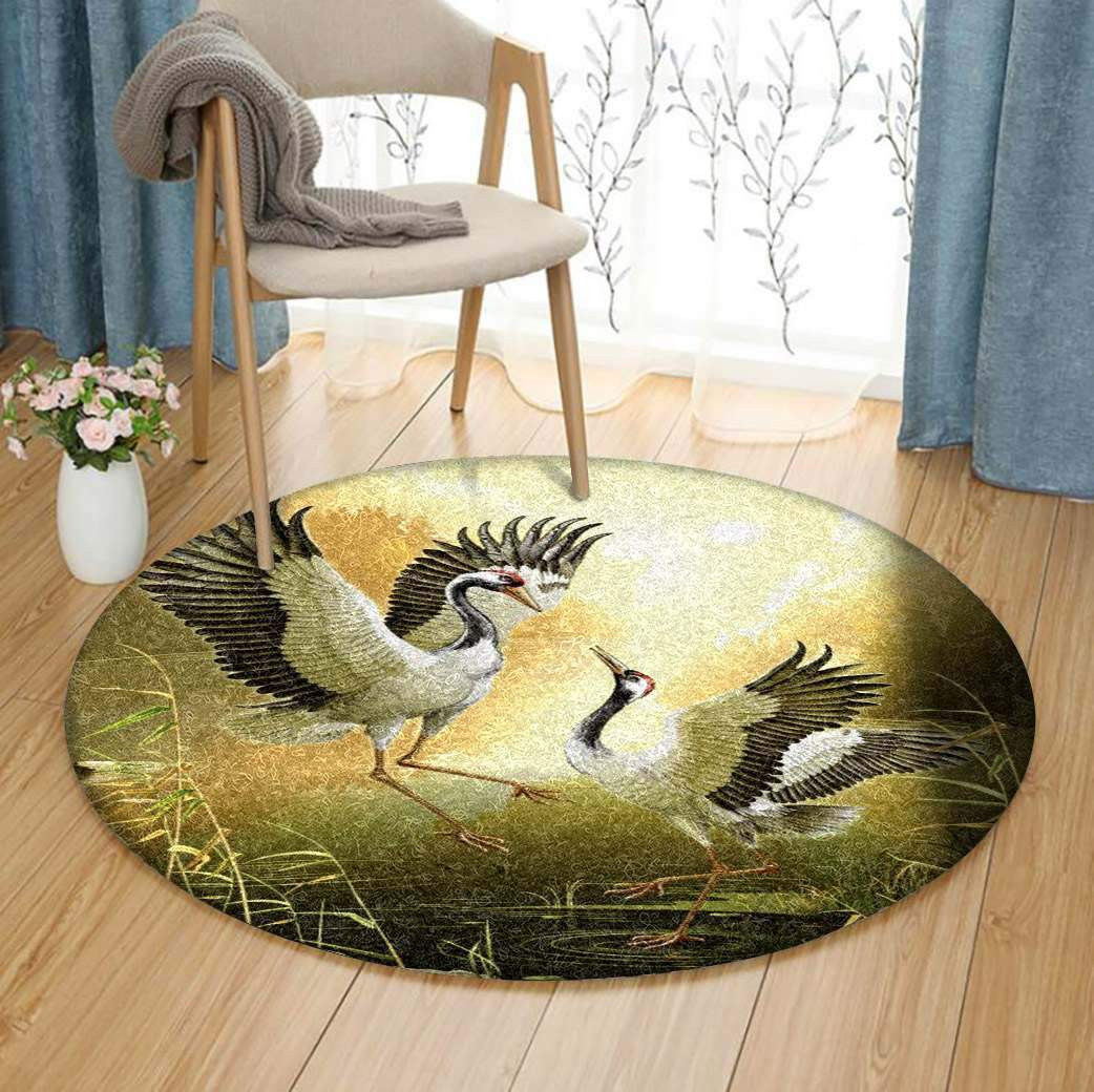 Crane Bird Limited Edition Round Rug Carpet Bedroom Livingroom Home Decor