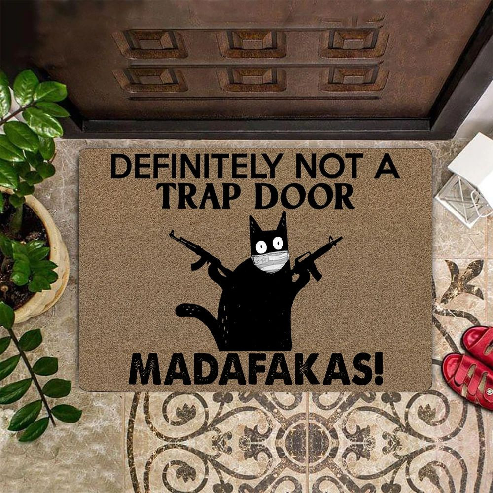Crazy Cat Madafakas Definitely Not A Trap Rubber Doormat Funny Cat Welcome Mat Inside Outside