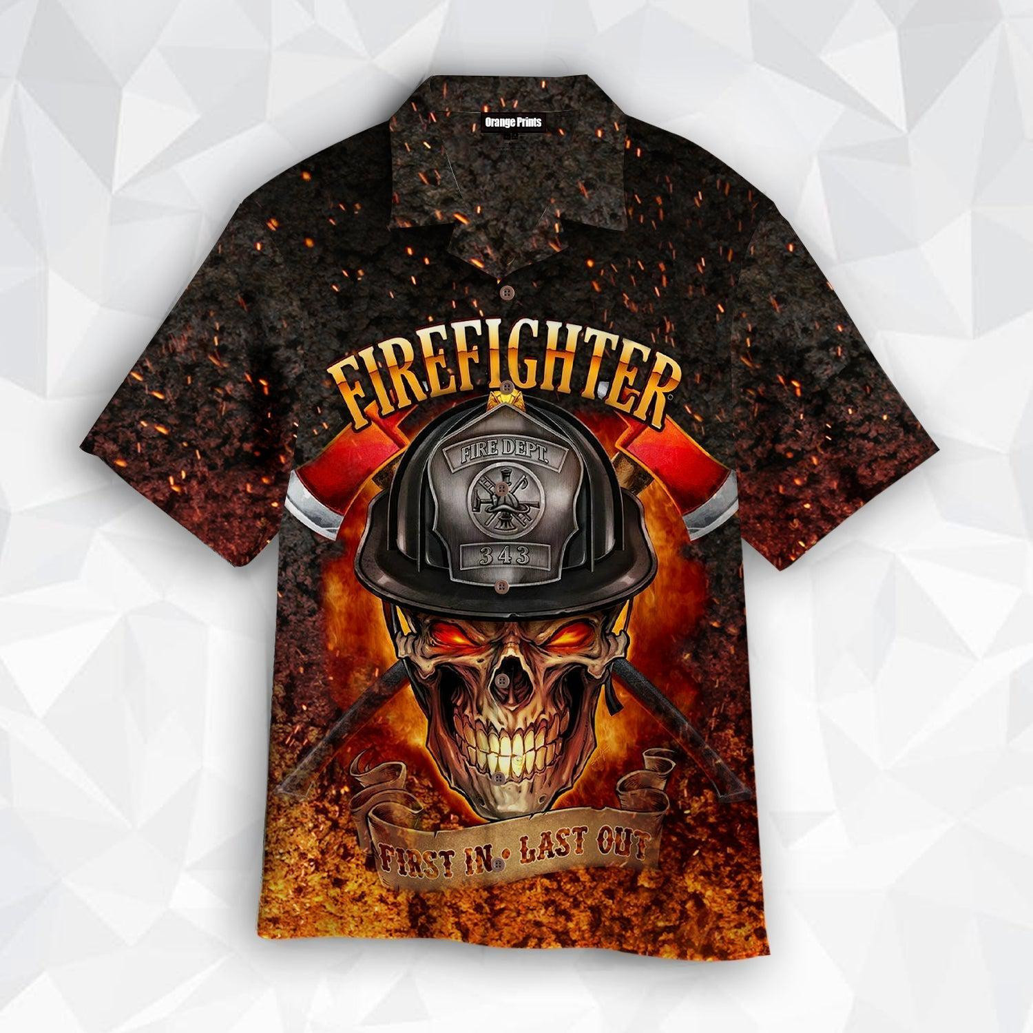 Crazy Skull Firefighter Hawaiian Shirt