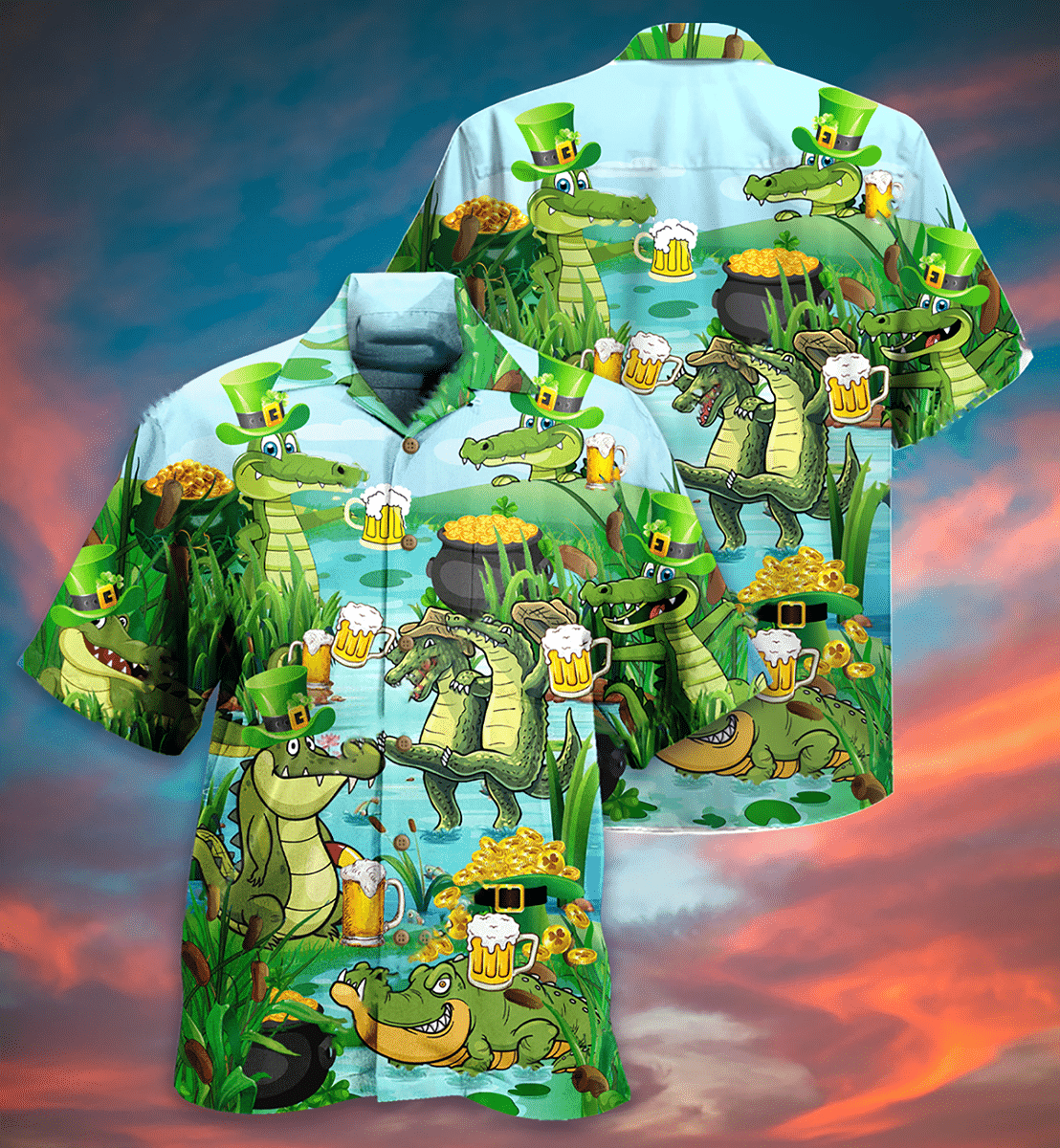 Crocodile Drink Beer Hawaiian Shirt