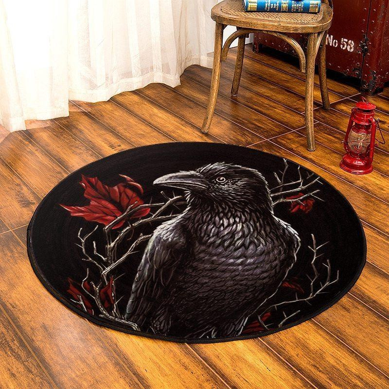 Crow Limited Edition Round Rug Carpet Bedroom Livingroom Home Decor