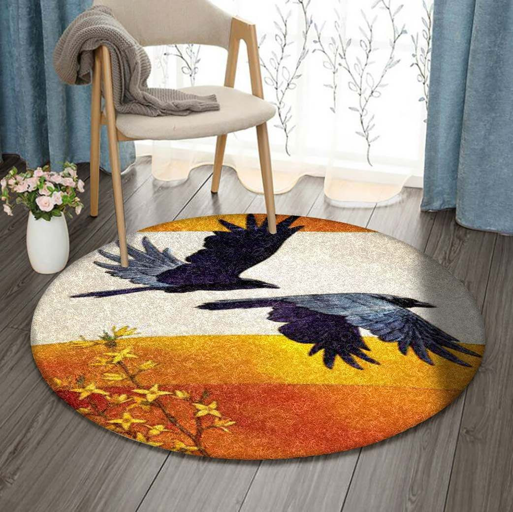 Crow Round Rug Carpet Bedroom Livingroom Home Decor