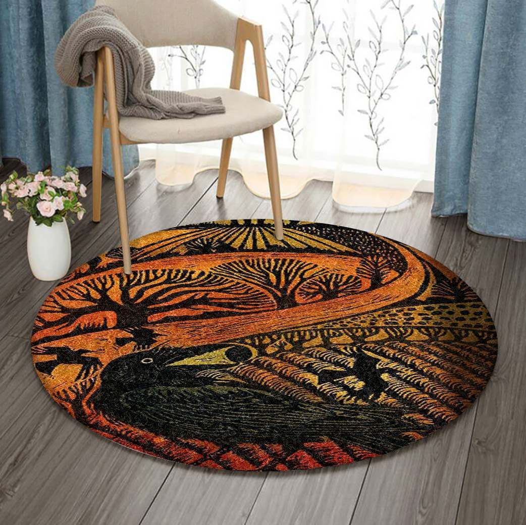 Crow Round Rug Carpet Bedroom Livingroom Home Decor