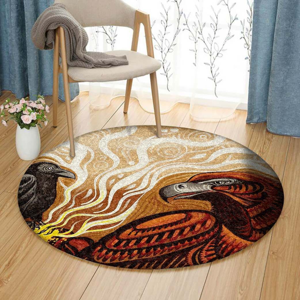 Crows And Eagle Round Rug Carpet Bedroom Livingroom Home Decor