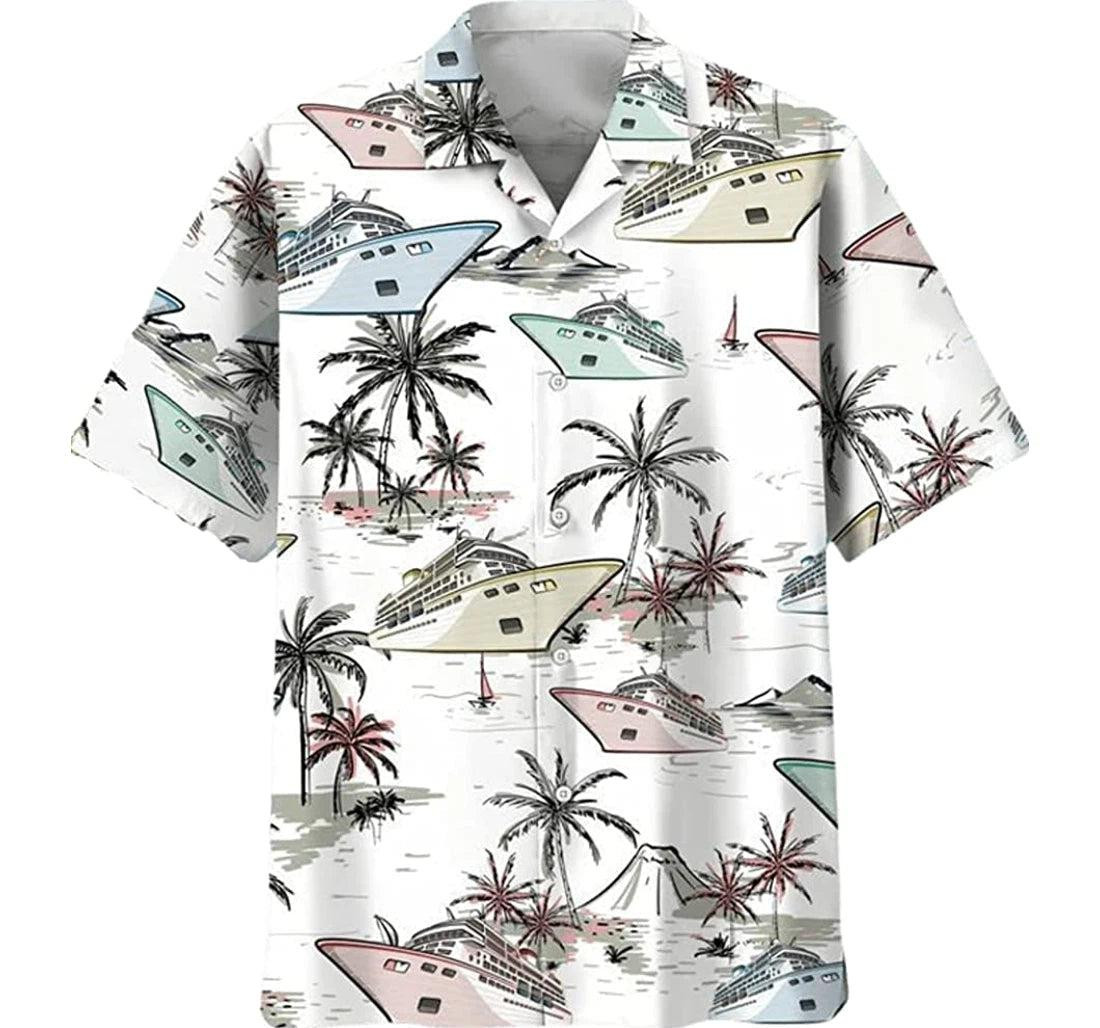 Cruise Coconut Beside Unknown Island Volcano Boat Hawaiian Shirt
