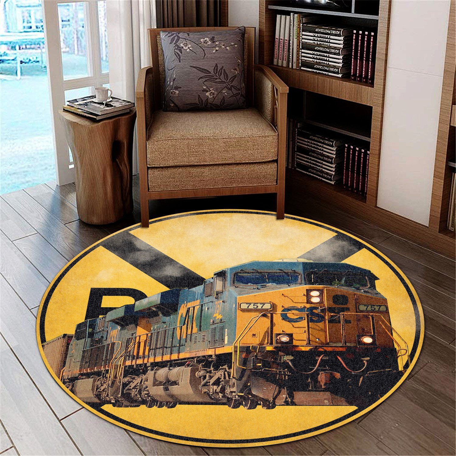 Csx Railroad Crossing Round Rug Carpet Bedroom Livingroom Home Decor