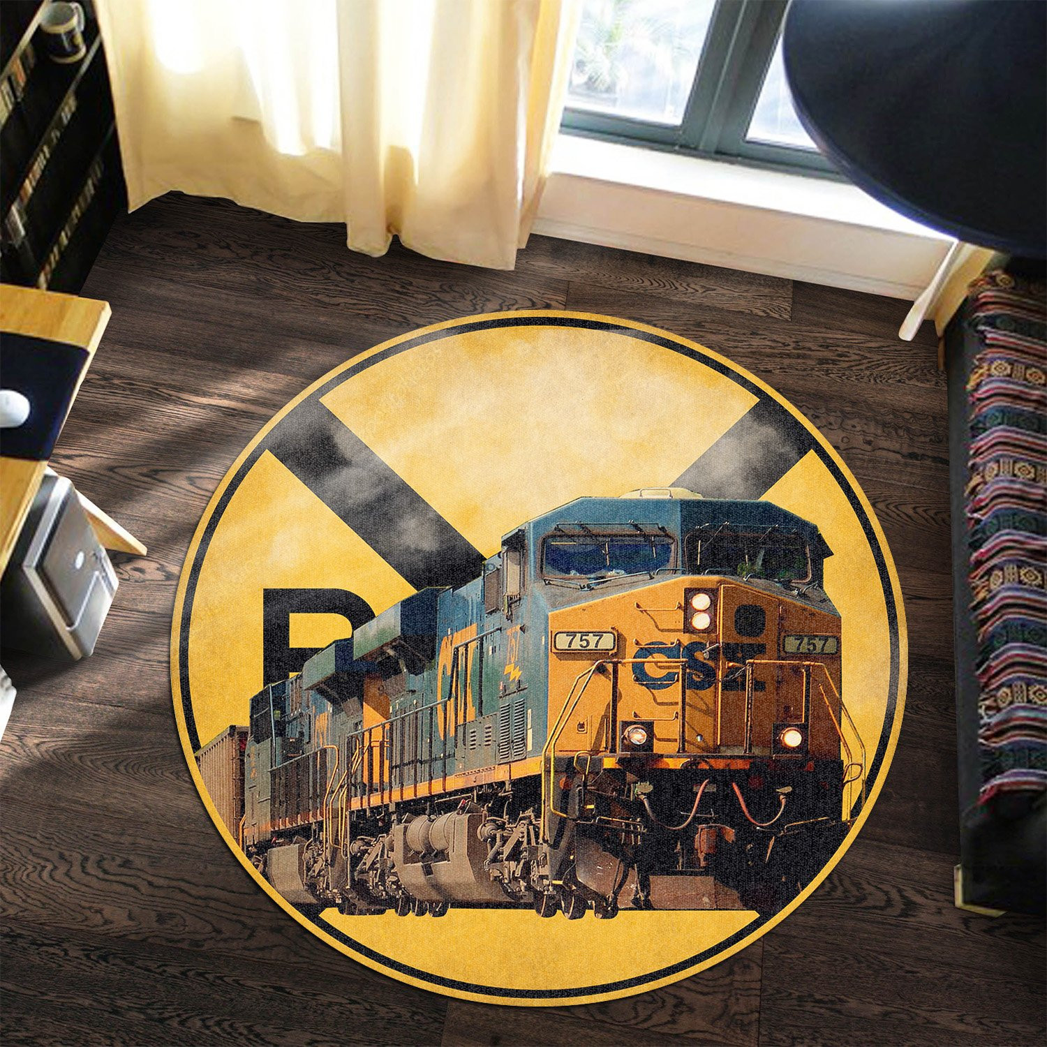 Csx Railroad Crossing Round Rug Carpet Bedroom Livingroom Home Decor - Image 3