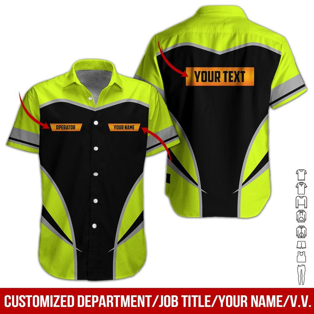 Custom Text Green Heavy Equipment Name September Guy Personalized Hawaiian Shirt