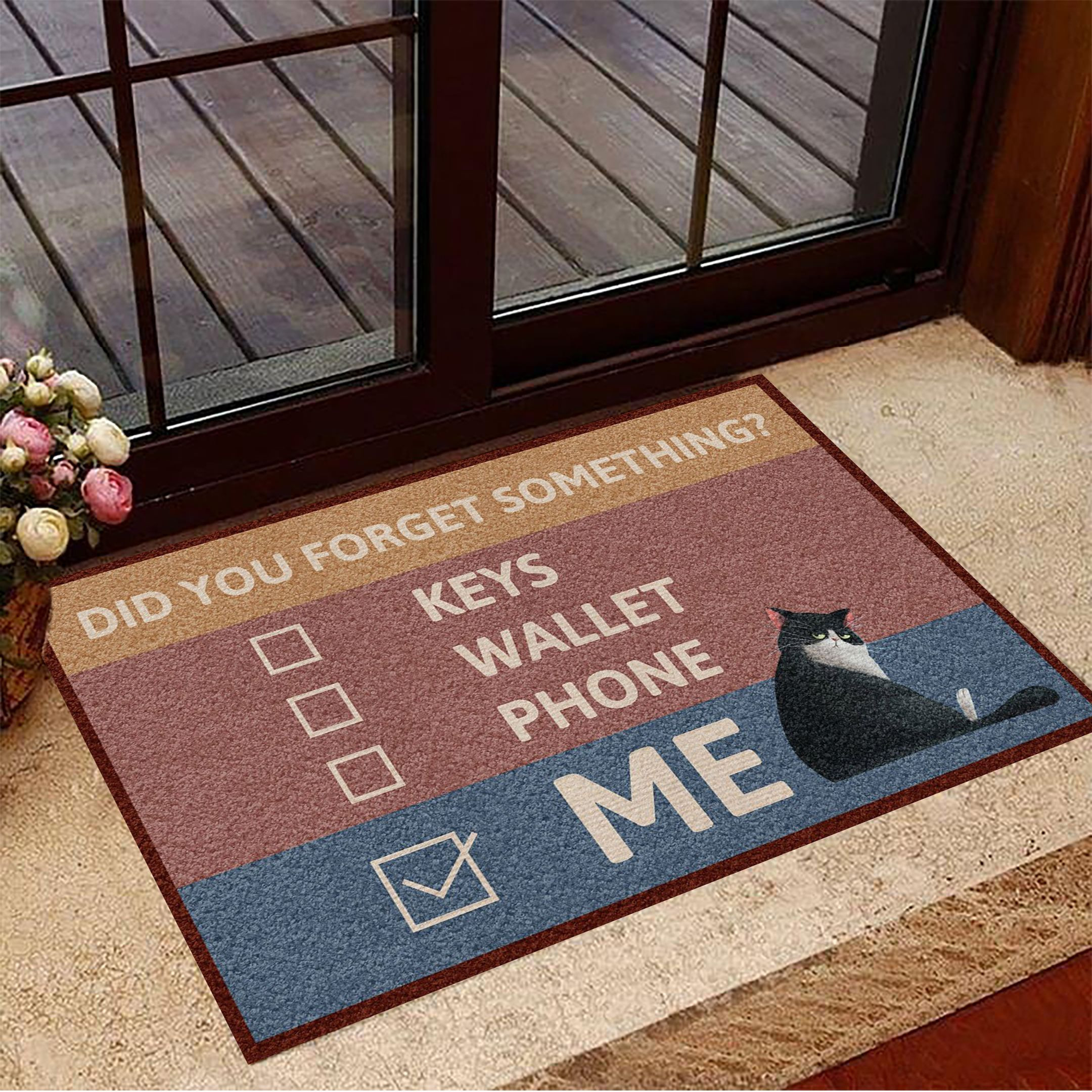 Cute Cat Did You Forget Something Rubber Doormat Funny Cat Rubber Doormat House Decor