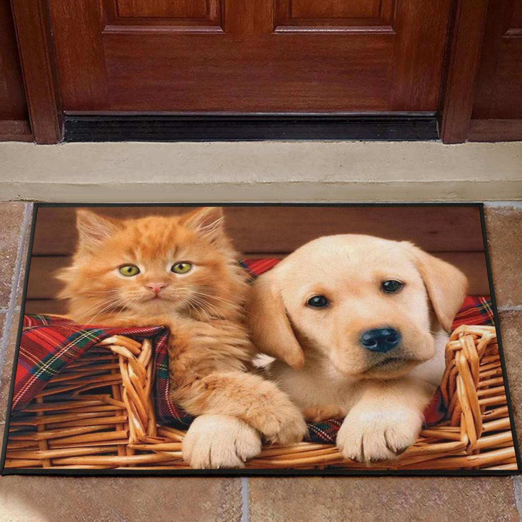 Cute Dog and Cat Rubber Doormats