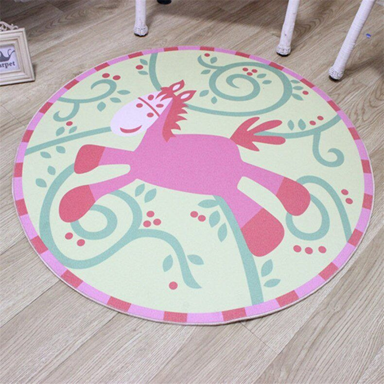 Cute Horse Round Rug Carpet Bedroom Livingroom Home Decor