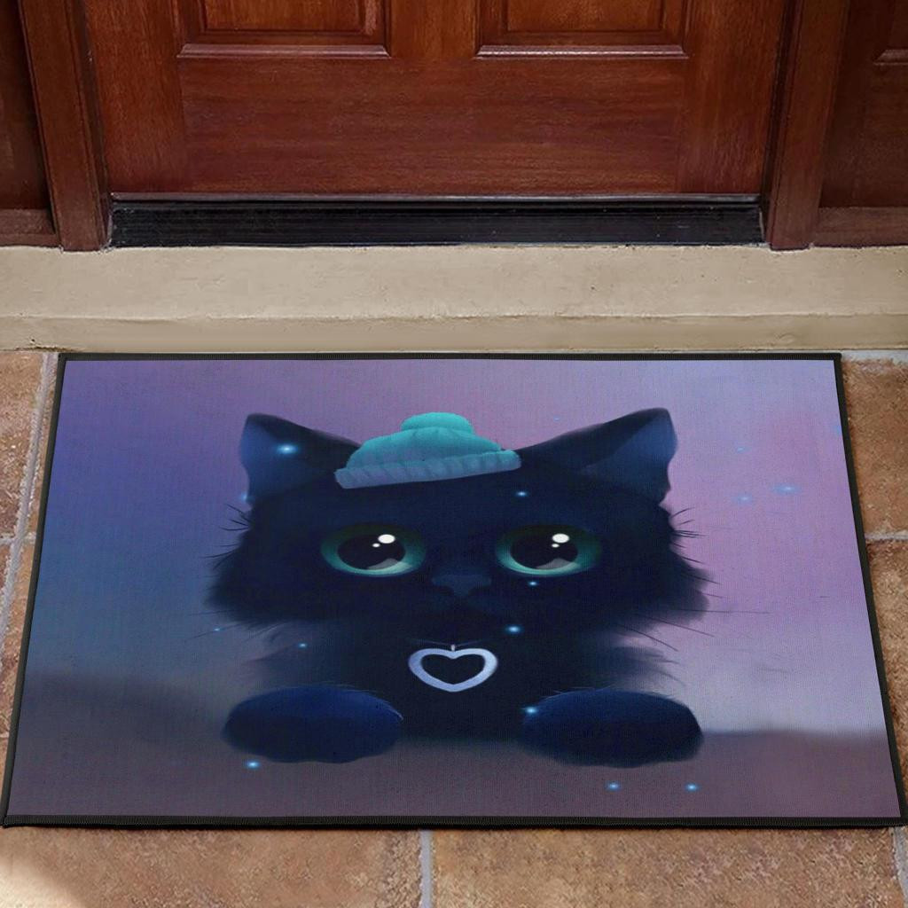 Cute Kitty Cat Digital Art Rubber Doormats