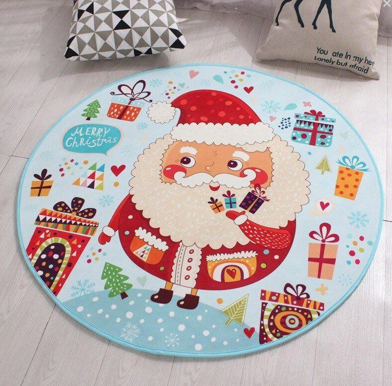 Cute Santa Christmas Gifts Round Rug Carpet Bedroom Livingroom Home Decor