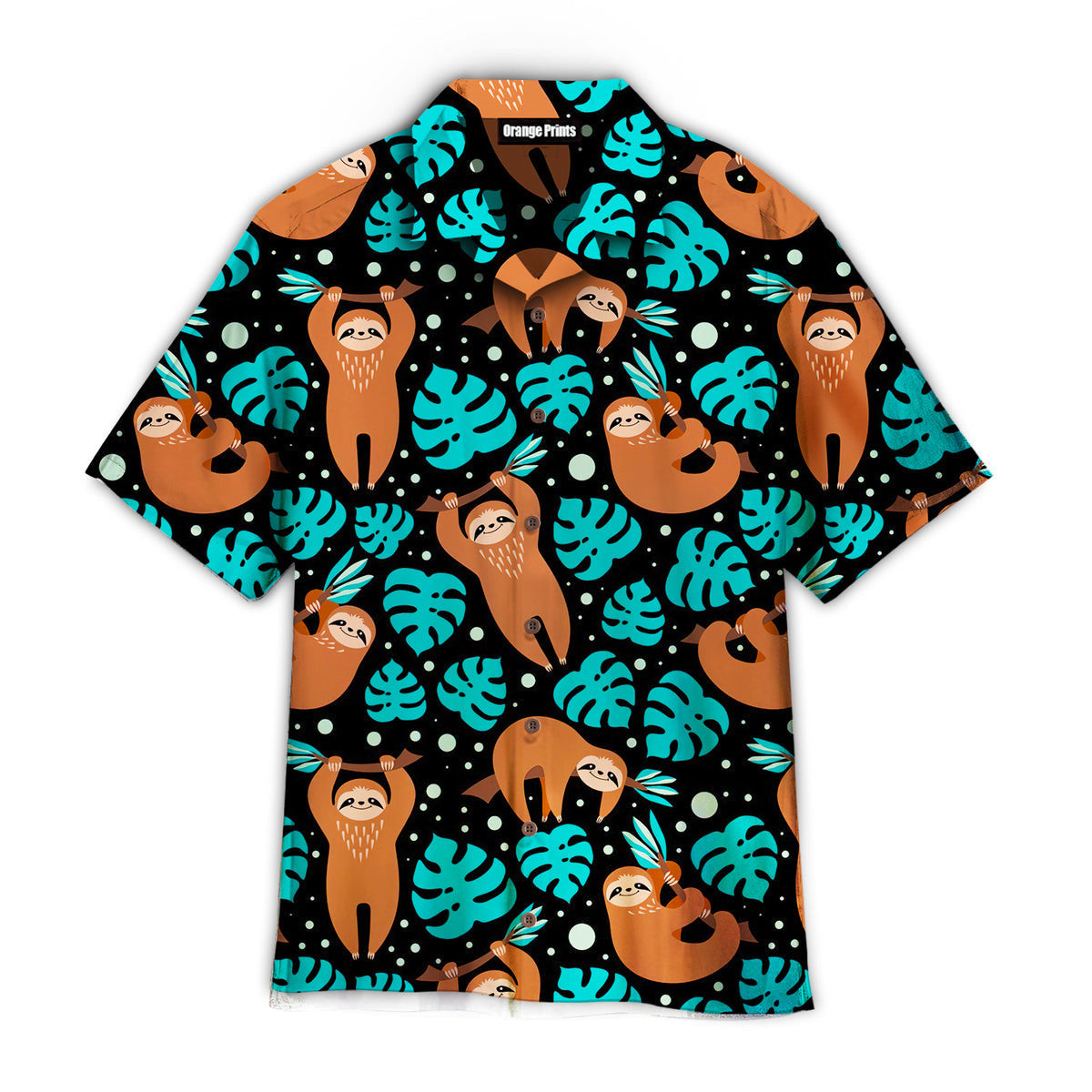 Cute Sloth On Tropical Forest Pattern Blue Theme Pattern Hawaiian Shirt