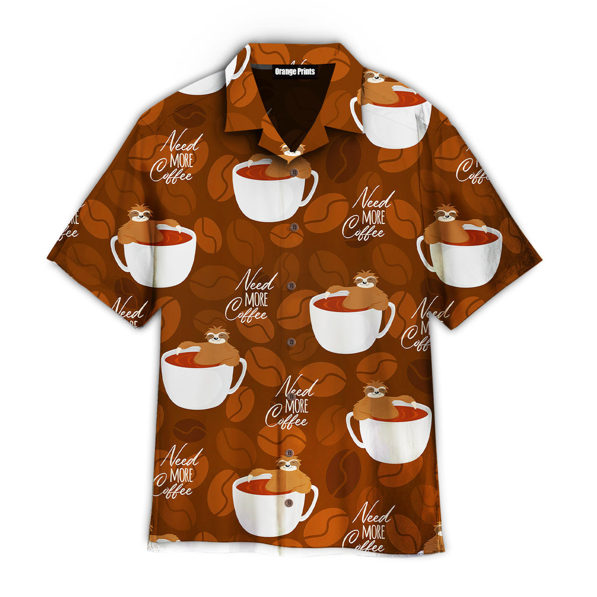 Cute Sloths Bear Relaxing In Coffee Cup On Dark Chocolate Hawaiian Shirt