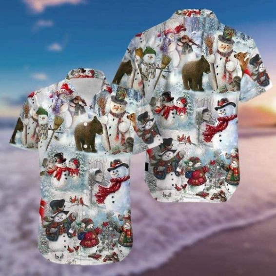Cute Snowman Merry Christmas Hawaiian Shirt