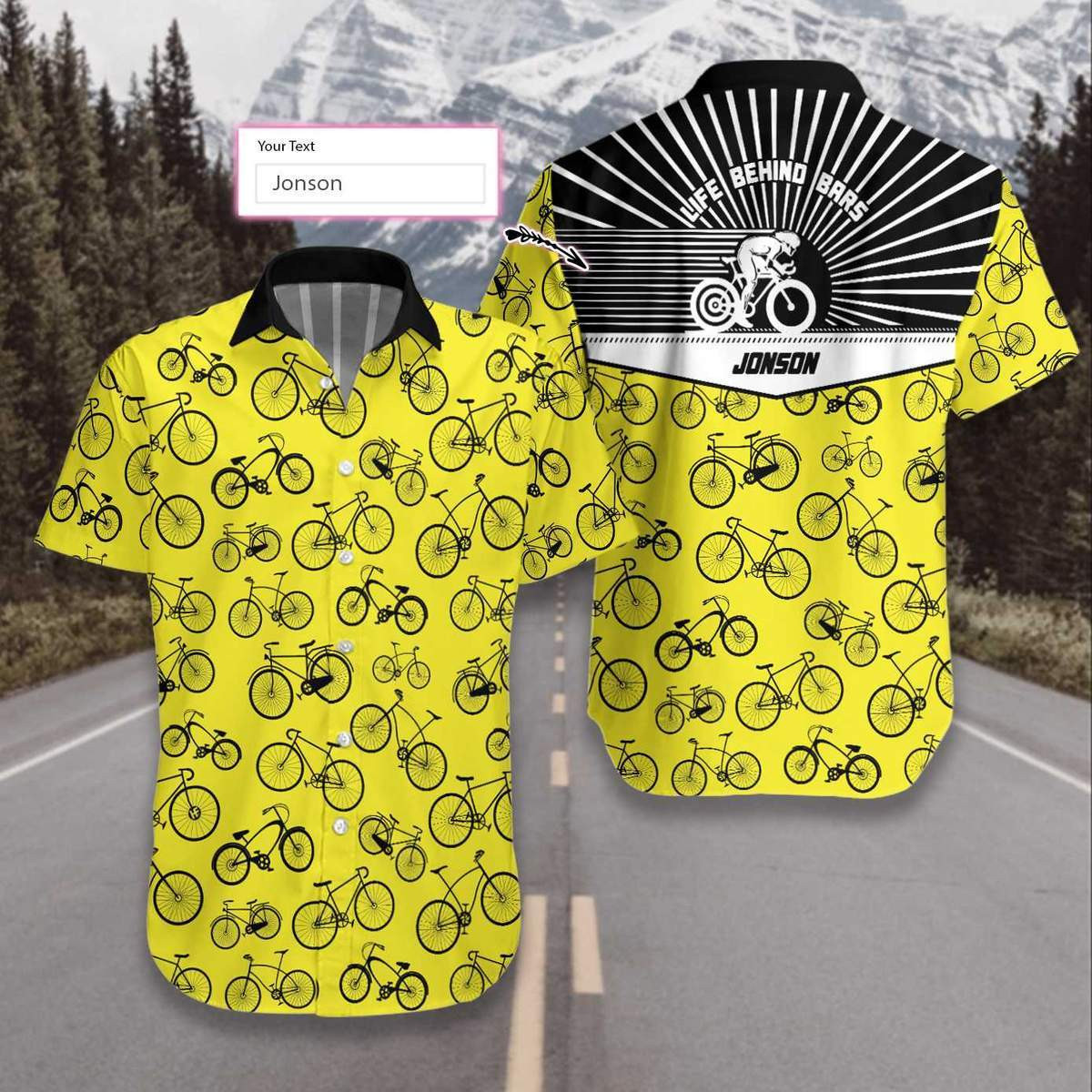 Cycling Life Behind Bars Yellow Pattern Personalized Hawaiian Shirt