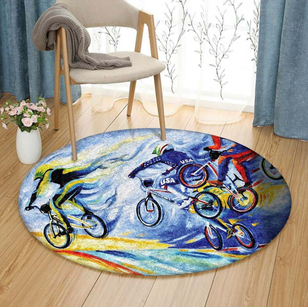 Cycling Round Rug Carpet Bedroom Livingroom Home Decor