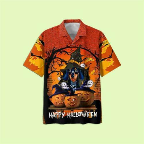 Dachshund And Pumpkin Happy Halloween Hawaiian Shirt