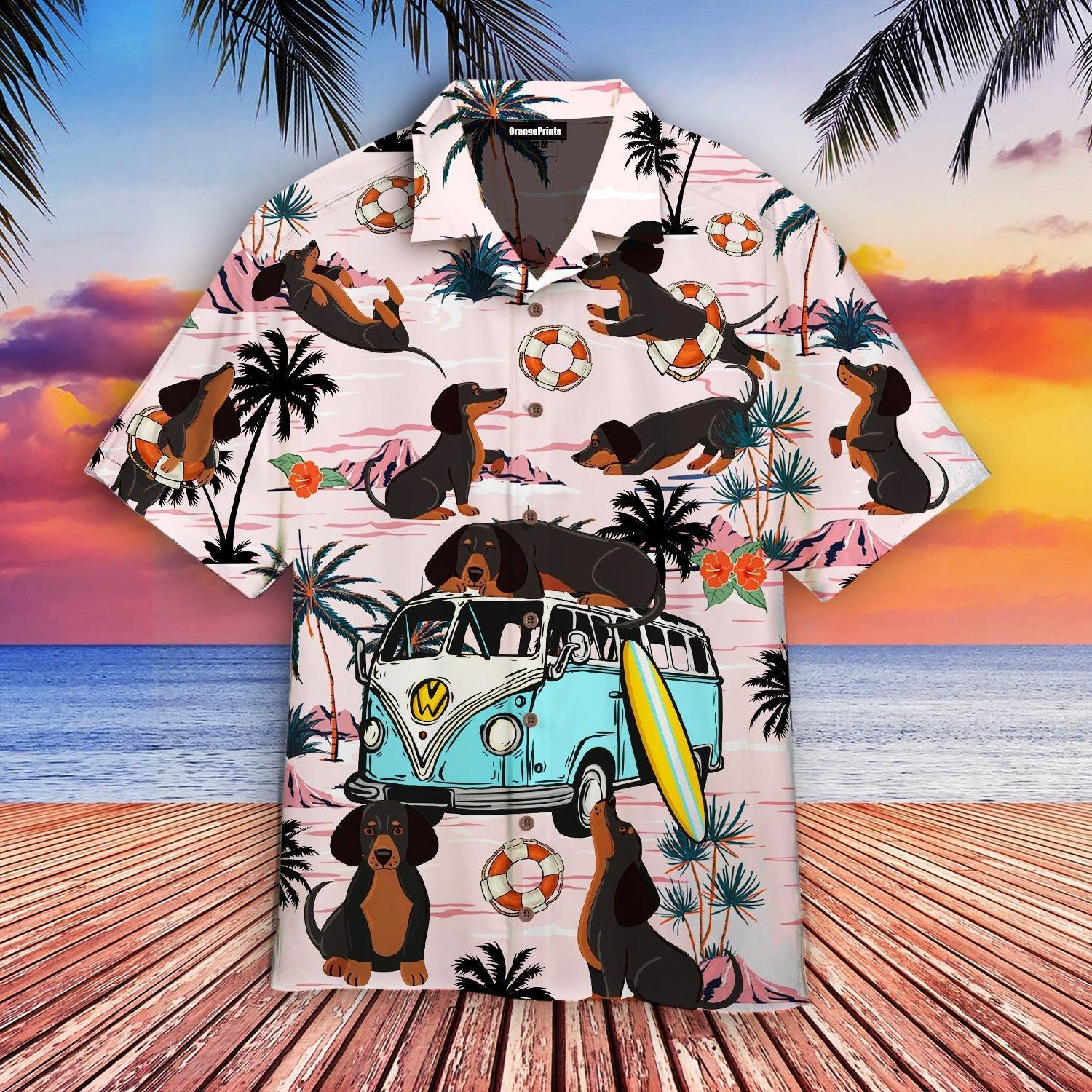 Dachshund Dog Summer Beach Hawaiian Shirt