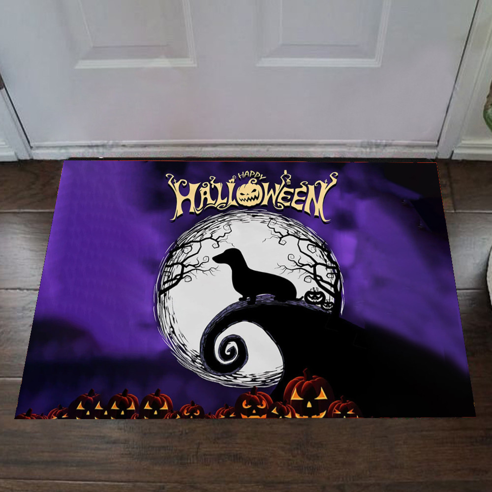 Dachshund Happy Halloween Rubber Doormat Scary Halloween Decorations Indoor Dachshund Owner Gifts