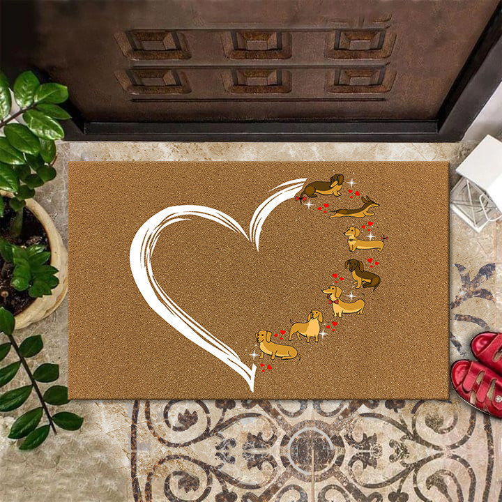 Dachshund Heart Rubber Doormat Indoor Welcome Mats Gifts For Dachshund Lovers