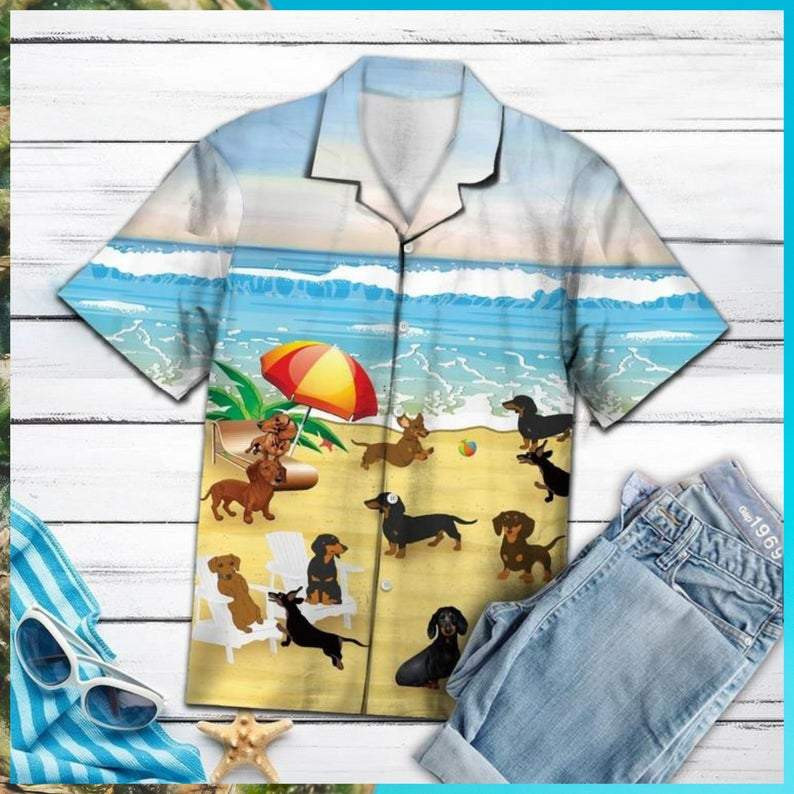 Dachshund In Beach Hawaiian Shirt