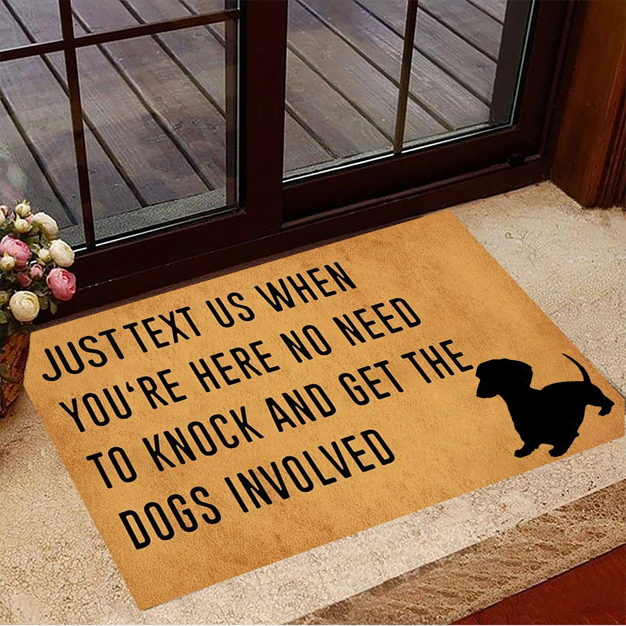 Dachshund Just Text Us When You're Here Rubber Doormat Funny Dog Rubber Doormat Gift For Dachshund Owners