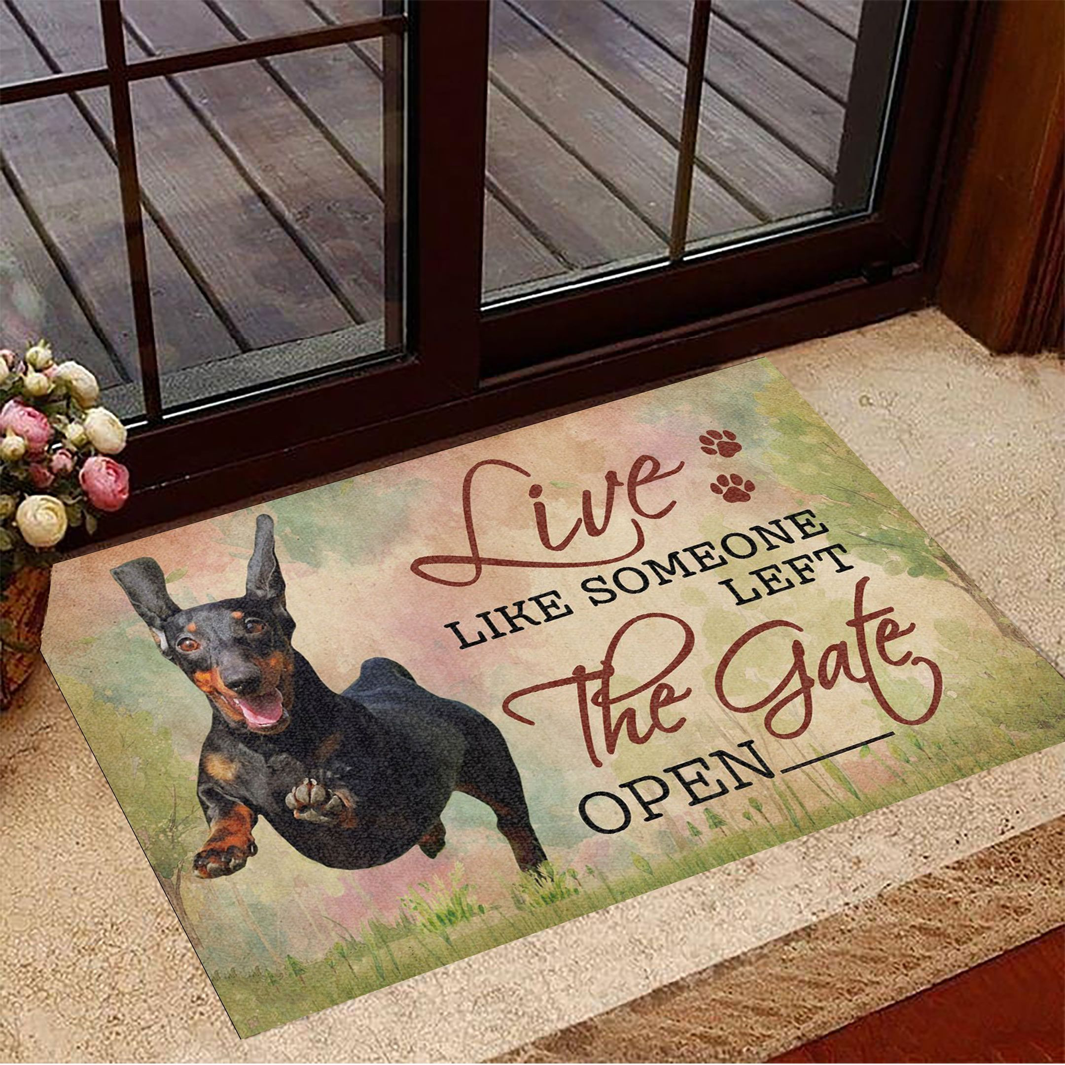 Dachshund Live Like Someone Left The Gate Open Rubber Doormat Funny Dog Rubber Doormat Gifts For Dog Lovers