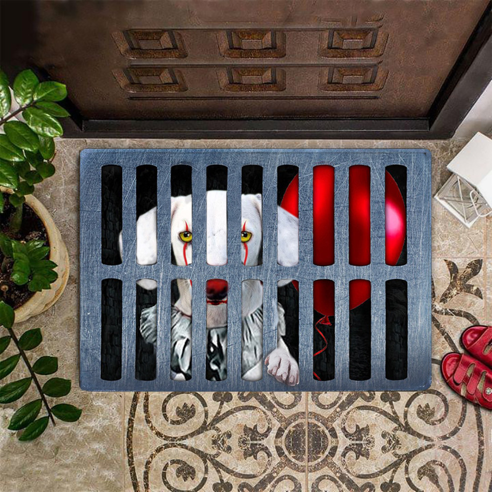 Dachshund Pennywise Halloween Rubber Doormat Dog IT Clown Parody Halloween Welcome Mat Merch
