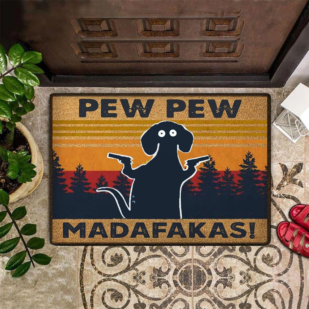 Dachshund Pew Pew Madafakas Rubber Doormat Funny Rubber Doormat Outdoor Entry Mat
